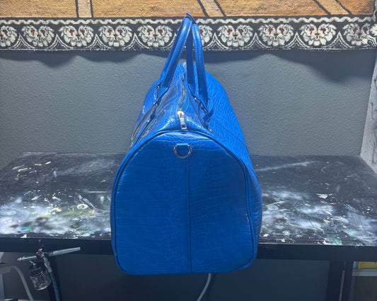 1of1 VEEZE Doberman Blue Airbrushed Lightning Duffle Bag