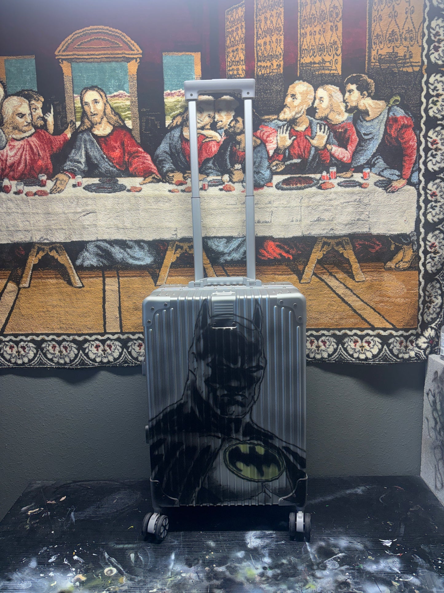 1of1 20in CARRY ON VEEZE Batman and Joker front and back airbrushed suitcase