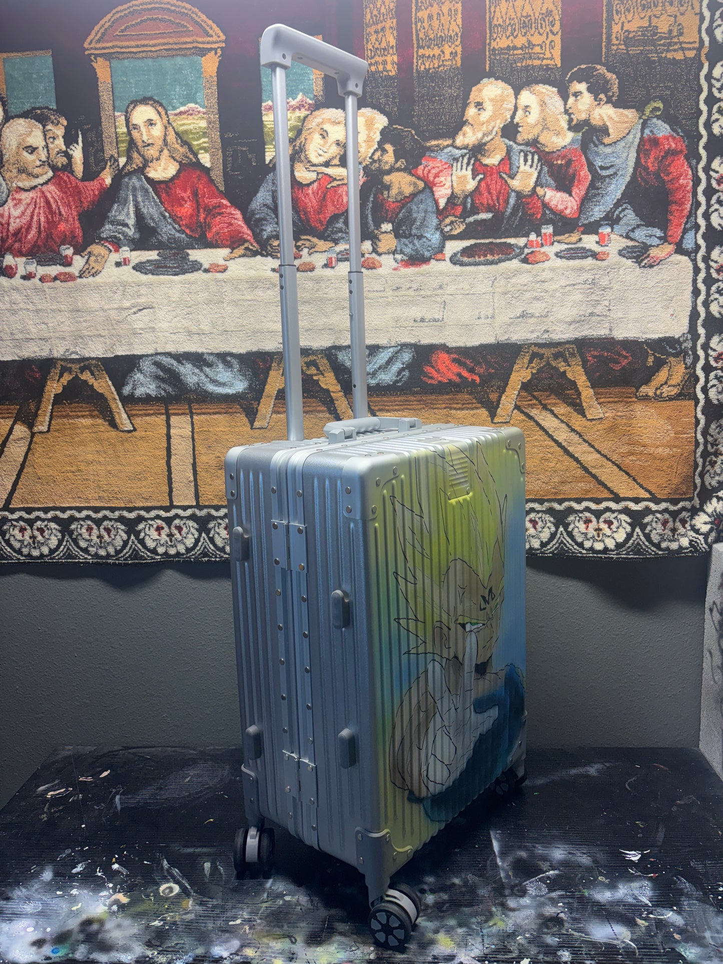 20in CARRY ON 1of1 YVL Majin Vegeta airbrushed suitcase