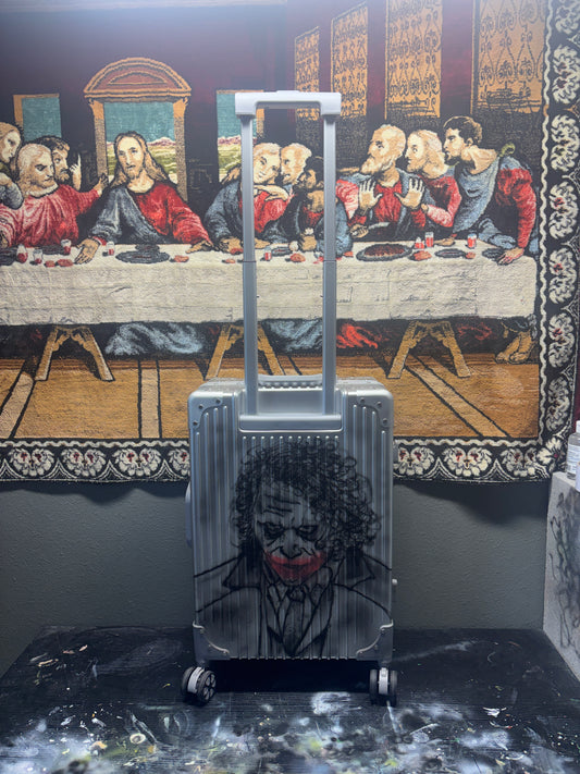 1of1 20in CARRY ON VEEZE Batman and Joker front and back airbrushed suitcase