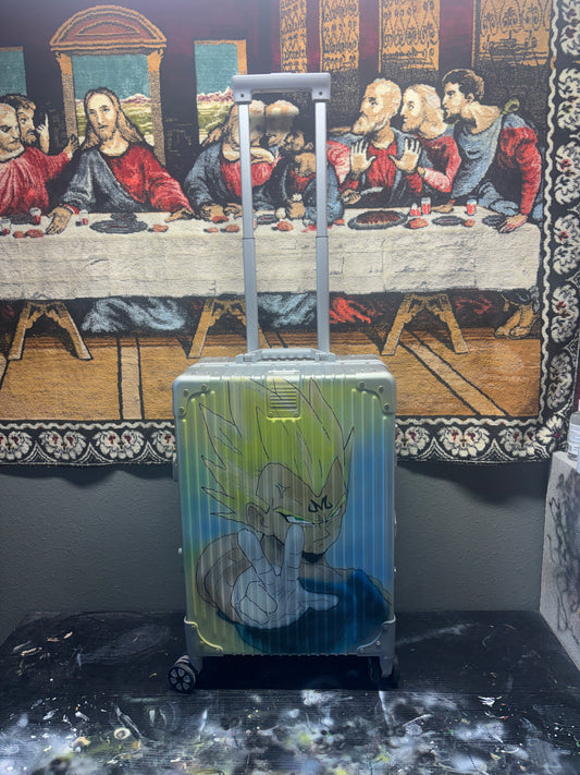 20in CARRY ON 1of1 YVL Majin Vegeta airbrushed suitcase