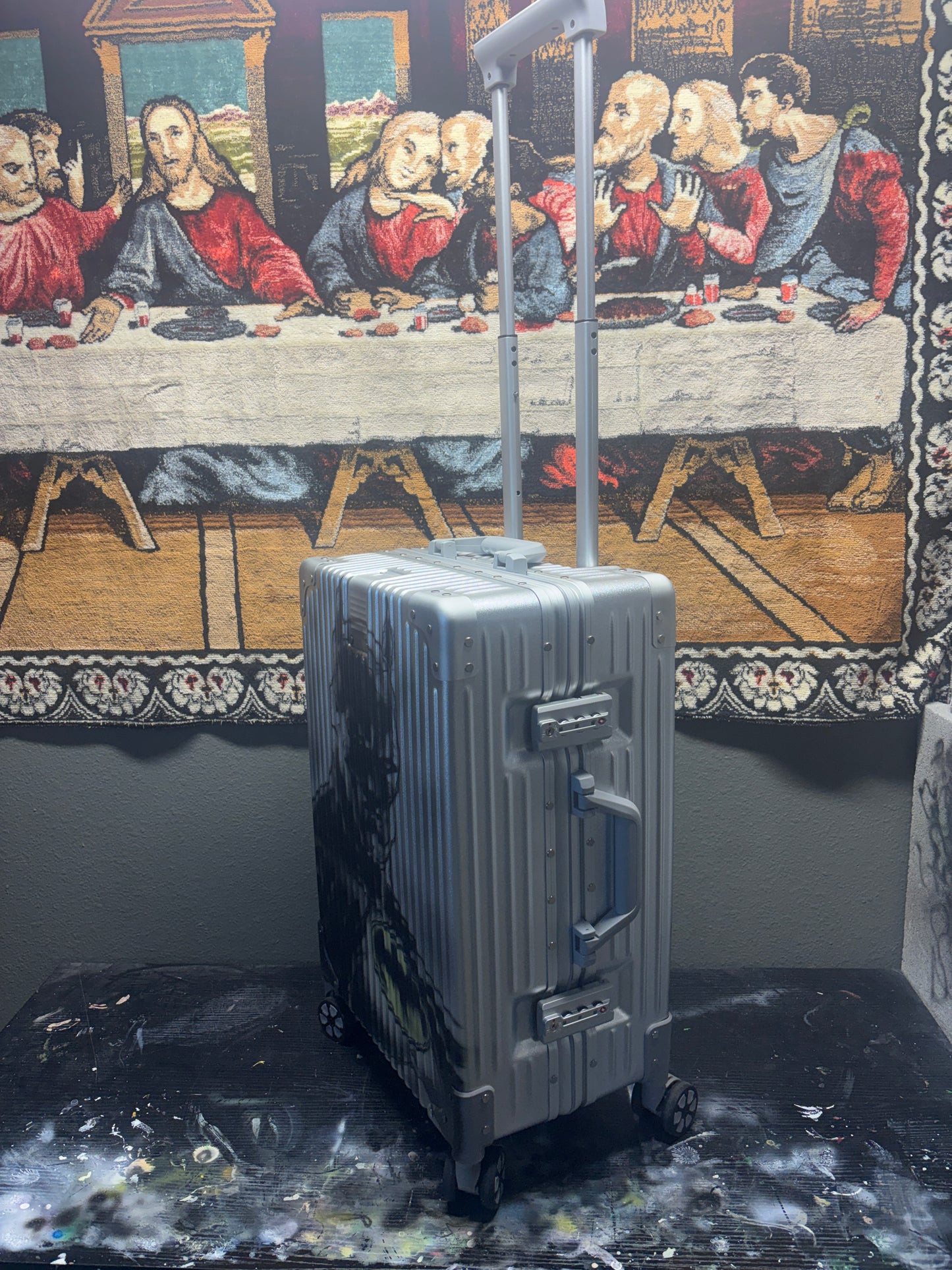 1of1 20in CARRY ON VEEZE Batman and Joker front and back airbrushed suitcase